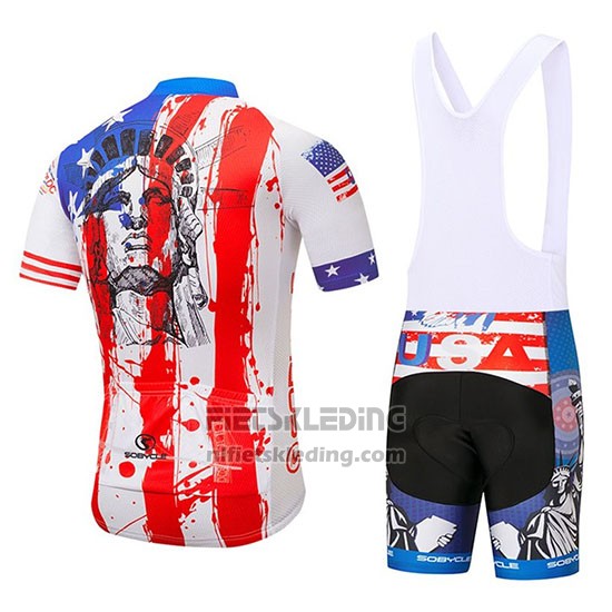 2020 Fietskleding USA Blauw Rood Wit Korte Mouwen en Koersbroek